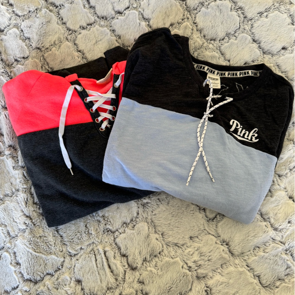 2 women’s sweatshirt hoodies. PINK is size L and Bobbie Brooks 2XL